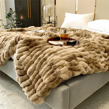 Зимние теплые одеяла из искусственного меха, покрывало 150*200 см, однотонное покрывало для дивана-двуспальной кровати, большое одеяло