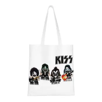 Изготовленные на заказ холщовые сумки для покупок хоровой рок-хэви-метал группы Kiss, женские портативные сумки для покупок