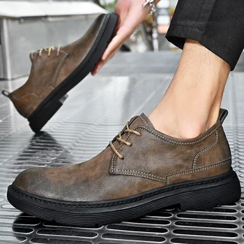 Классический однотонный Модный бренд Chaussure Homme 2023, Новая мужская повседневная обувь, Деловая обувь с острым носком из искусственной искусственной кожи для мужчин