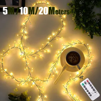 Кластер Рождественских гирлянд длиной 10 м, светодиодное наружное украшение, Внутренний сад, елочная пробка, Рождественское праздничное освещение, гирлянда для вечеринки