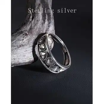 Корейское кольцо из стерлингового серебра 925 пробы для женщин, простое кольцо полой формы, пара колец регулируемого размера, Тайские серебряные украшения