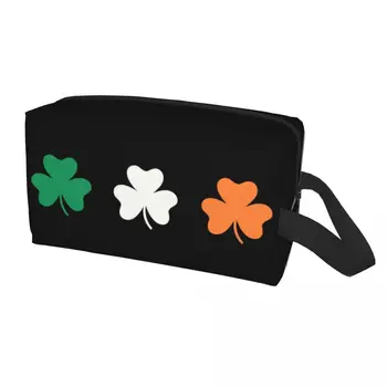Косметичка с флагом Ирландии Shamrock, женский косметический органайзер для путешествий, Милые сумки для хранения туалетных принадлежностей на День Святого Патрика в Ирландии