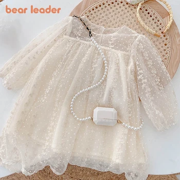 Кружевное платье Bear Leader для маленьких девочек с длинными рукавами Летние свадьбы Детский День рождения Платье принцессы Детское платье из тюля