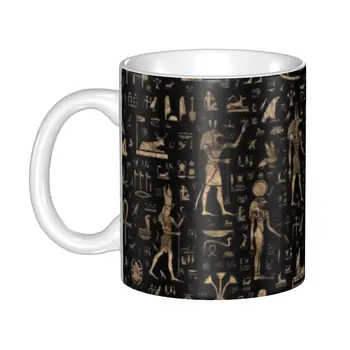 Кружки с древнеегипетскими богами и иероглифами, изготовленная на заказ этническая Египетская кофейная керамическая кружка, креативный подарок, походные чашки для работы на открытом воздухе