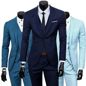 Куртка + жилет + брюки 2023 Мужские приталенные деловые костюмы-тройки, вечернее платье жениха, Мужские комплекты свадебных блейзеров