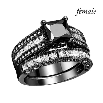 Лидер продаж ювелирных изделий, черное квадратное кольцо с инкрустацией, маленькое женское кольцо с белым цирконием