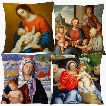 Мадонна с Младенцем и Картиной Святого Иоанна Крестителя Чехол Для Подушки Наволочка