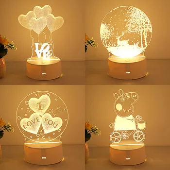 Маленькая ночная лампа 3D настольная лампа творческий DIY стерео ночная спальня прикроватная лампа подарок на день рождения чистая красная подарочная лампа