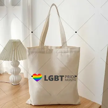 Месяц гордости ЛГБТ с любовным принтом, для геев и лесбиянок, женская складная сумка, большая портативная повседневная экологическая сумка для покупок