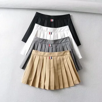 Милая женская плиссированная теннисная юбка с высокой талией для девочек, школьные юбки для фигуристов трапециевидной формы с шортами на подкладке