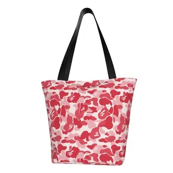 Милые женские камуфляжные сумки для покупок с милым принтом, портативная холщовая сумка для покупок с камуфляжным рисунком через плечо