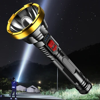 Мощный светодиодный фонарик, USB перезаряжаемый тактический фонарь, фонарь для кемпинга на дальность 1000 м, водонепроницаемый ручной фонарь для походов на открытом воздухе