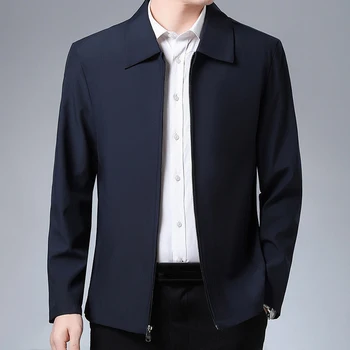Мужская деловая весенняя однотонная деловая мужская куртка, мужская приталенная верхняя одежда, мужская куртка на молнии, тонкая мужская приталенная одежда в корейском стиле