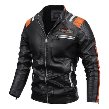 Мужская куртка для мотокросса в стиле панк, куртка из искусственной кожи, Мужская Модная Одежда, Осеннее пальто, Мужская Мотоциклетная куртка из искусственного