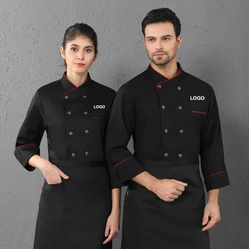 Мужская рубашка шеф-повара, униформа, Рабочая куртка шеф-повара с коротким рукавом, пальто, воротник-стойка для кухни ресторана отеля, одежда для приготовления пищи