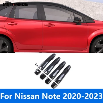 Накладка на боковую дверную ручку для Nissan Note 2020, 2021, 2022, 2023, Углеродное волокно, Хромированная защитная наклейка, Аксессуары для стайлинга автомобилей