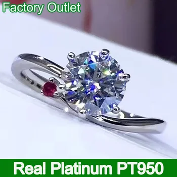 Настоящее платиновое кольцо PT950 Женское обручальное кольцо на годовщину помолвки, обручальное кольцо с круглым бриллиантом муассанит, классический модный бриллиант 1 2 3 4 5 карат.