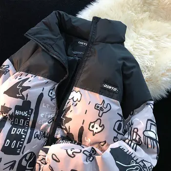 Новая Зимняя хлопчатобумажная куртка с Граффити Женская Высококачественная утолщенная одежда Y2k Пара Уличных зимних пальто Harajuku Женские куртки