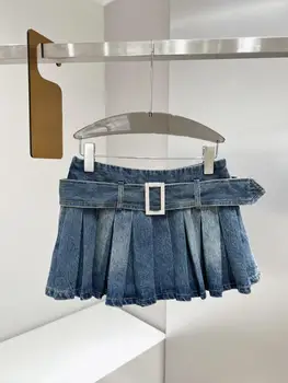 Новая мини-джинсовая плиссированная юбка для похудения super-age
