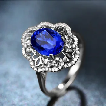 Новое высококачественное овальное выдолбленное сапфировое кольцо в дворцовом стиле женственность мода живое кольцо ювелирные изделия