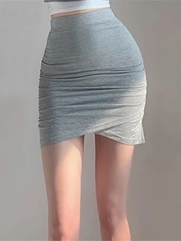 Обтягивающая юбка Sweet 2021 Новые Корейские Нерегулярные Черные юбки Сексуальная обтягивающая юбка Женская Летняя Эластичная Горячая Сексуальная Фея UZ8G