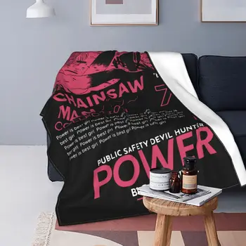 Одеяло Chainsaw Man Power Devil из теплого флиса и мягкой фланели в стиле аниме Харадзюку для дивана в спальне на открытом воздухе Весна Осень