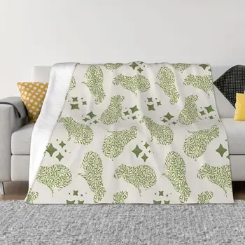 Одеяло с милыми животными-капибарами, Фланелевое украшение, Зеленое Ботаническое Портативное Домашнее покрывало