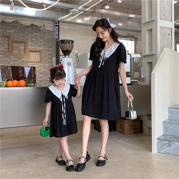 Одинаковые платья для мамы и дочки, Корейская одежда для родителей и детей, Корейское платье для маленьких девочек, модная Женская летняя новая одежда