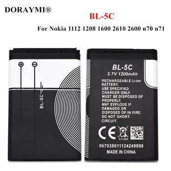 Оригинальный 1200 мАч BL-5C Литий-ионный Аккумулятор для Nokia 1112 1208 1600 2610 2600 n70 n71 Запасные Аккумуляторы для Телефонов