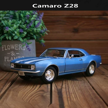Отлитый под давлением в масштабе 1: 18 Camaro Z28 1967 Коллекция моделей легкосплавных автомобилей, Сувенирные украшения, Игрушки для демонстрации транспортных средств
