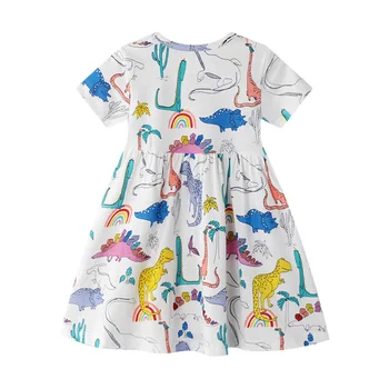 Платье в стиле пэчворк для девочек, летнее платье принцессы с модным принтом 2023, детское платье в европейском и американском стиле