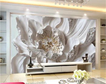 Пользовательские обои большой 3D цветочный современный минималистский рельеф роскошная гостиная ТВ фон настенная декоративная живопись настенная роспись tapety