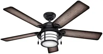 Потолочный вентилятор Key Biscayne для помещений / улицы с 2 светодиодными лампами и регулировкой натяжной цепи, оцинкованный, 54 дюйма
