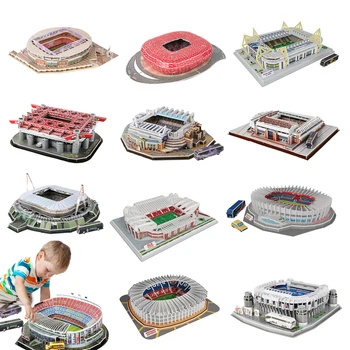 Реалистичная Модель Пазлов Футбольного Стадиона, Крупногабаритные 3D Строительные Игрушки, Европейская Футбольная Площадка, Рождественский Подарок для Детей/Взрослых