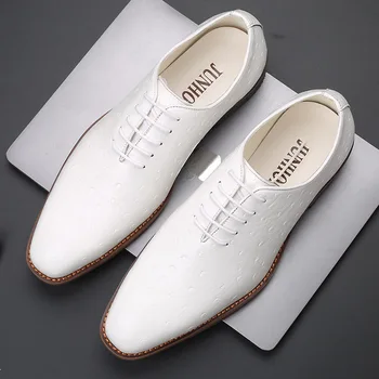 Самая продаваемая мужская кожаная обувь для костюма, белая официальная обувь, мужские классические модельные туфли, мужская свадебная модная обувь для жениха роскошного бренда