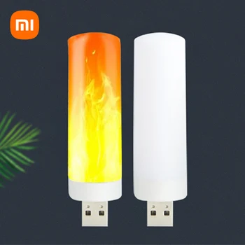 Светодиодная лампа Xiaomi с эффектом пламени, USB, имитирующая мерцающую свечу, Ночная лампа, атмосферные лампы для декора домашней вечеринки в помещении на открытом воздухе