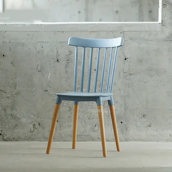 Скандинавский обеденный стул для кухни Виндзорский стул Современная минималистичная бытовая мебель Пластиковая спинка офисного кресла из массива дерева