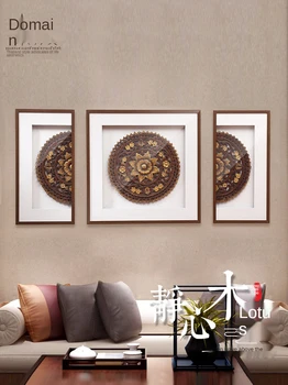 Стиль Резьба по дереву Фоновая картина на стене гостиной, тайская декоративная живопись, Новые китайские картины