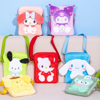 Сумка Kawaii Sanrio из аниме Kuromi Melody Cinnamoroll, плюшевые рюкзаки Hello Kitty, мультяшные милые сумки-мессенджеры через плечо для девочек