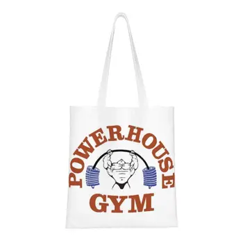 Сумка для покупок с логотипом Powerhouse Gym с принтом Kawaii, прочная холщовая сумка для покупок, сумка для бодибилдинга и фитнеса через плечо