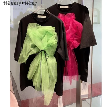 УИТНИ ВАН, дизайнерский стиль 2023, летняя уличная мода, 3D сетчатая футболка с цветочным рисунком, женская футболка, женские футболки, топы