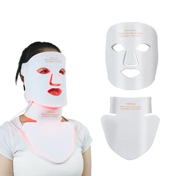 Устройство для ухода за кожей лица со светотерапией, Мягкая сгибаемая Силиконовая светодиодная маска для лица и шеи, уход за кожей
