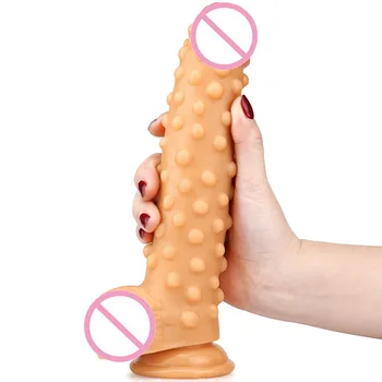Фаллоимитатор с кукурузными гранулами 23,5 см, Большая имитация пениса, женская мастурбация, искусственный Член, секс-игрушка с анальной пробкой за кулисами