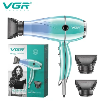 Фен VGR, Профессиональный фен высокой мощности 2400 Вт, Защита от перегрева, Сушка на сильном ветру, Средство для укладки волос V-452