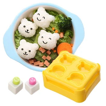 Форма Onigiri Mold Cute Bear Rice Ball Maker Пресс-Форма Для Суши, Набор Штампов Kawaii, Кухонные Принадлежности Для Детей, Бенто