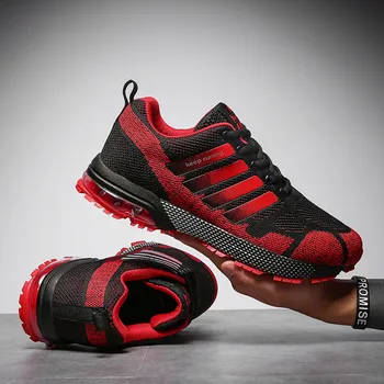 Черно-красные сетчатые высококачественные кроссовки для бега, мужские Женские тройки, спортивная обувь для спортзала, мужские кроссовки на низкой воздушной подушке.