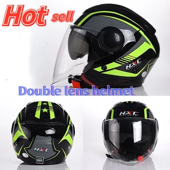 Шлем HXC мужской женский электромобильный шлем мотоциклетный шлем 4-сезонный универсальный противотуманный ретро-шлем высокой четкости