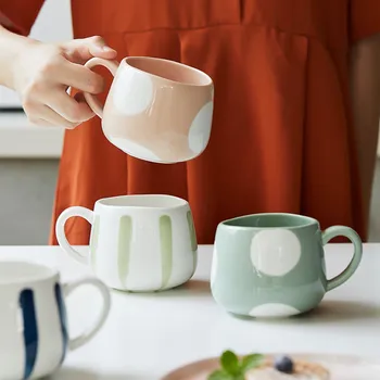Японская керамическая Минималистичная Кофейная кружка Творческая пара Чашка для воды из белого фарфора Домашняя Кружка для завтрака, молока Офисная чашка для чая